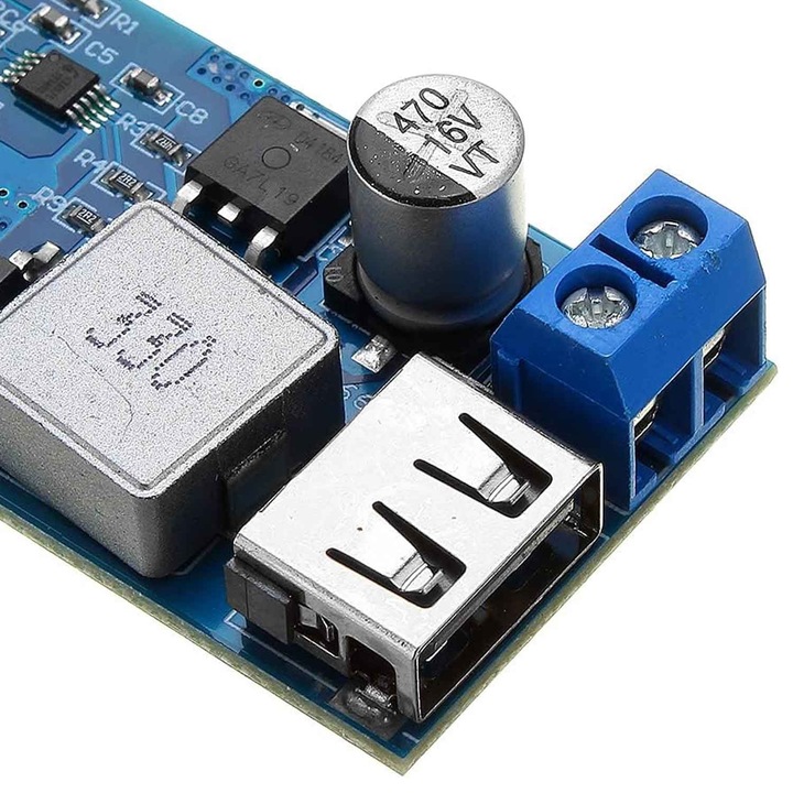 Convertor LM2596S USB 9V-36V la 5V 6A 30W, Elektroweb, 63x27x10mm - eMAG.ro
