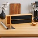 Organizator si taietor folie bucatarie, KINVARA, suport pentru 2 role, aspect lemn natural, dimensiuni compacte