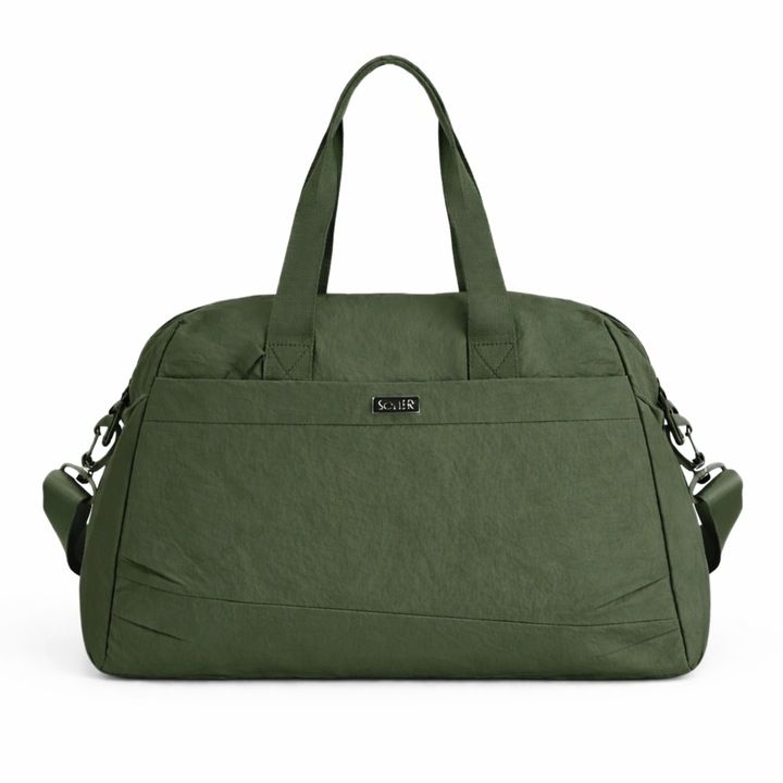 Geanta sport mare pentru femei Solier FB54 Eloa, din material textil, pentru pilates, fitness si calatorii, culoare verde