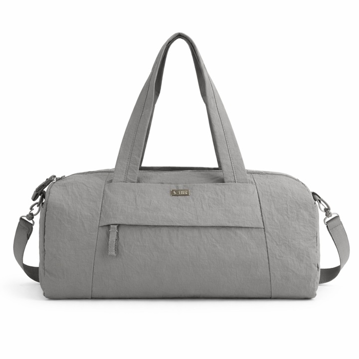 Geanta sport fitness pentru femei Solier FB52 Lunea, sala si calatorii, curea umar, gri
