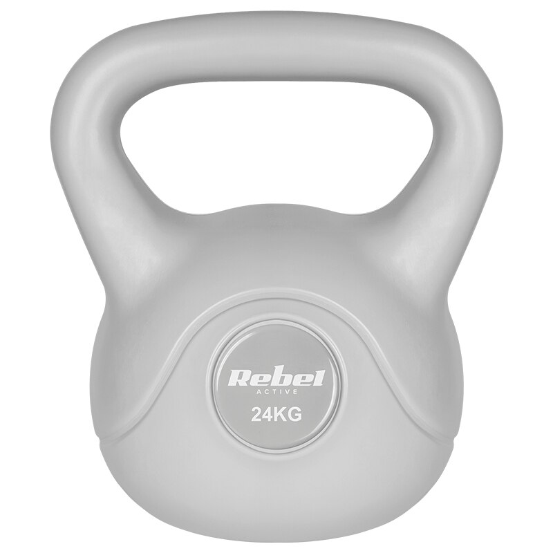 Kettlebell 4 Kg REBEL ACTIVE – Fonte, Poignée 2,7 Cm, Dimensions 16,5x8x16 Cm, Pour Musculation à Domicile