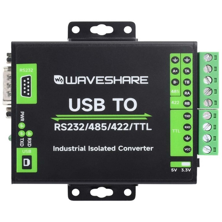 USB-RS232 RS485 RS422 TTL átalakító modul Elektroweb, szigetelt, alumínium, 95x66x27mm