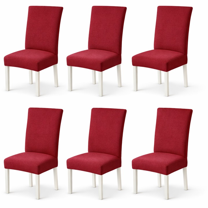 Set 6 Huse Scaun Universale, Elastan Premium, Rosu