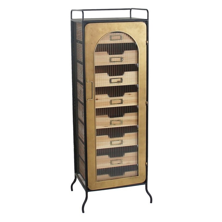 Comoda lemn maro fier 45 x 34 x 120 cm