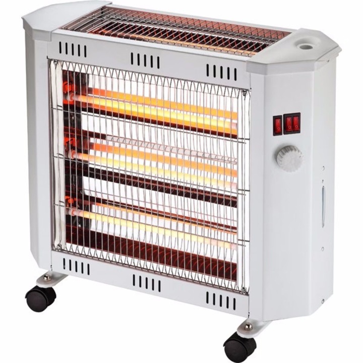 Radiator cu quartz Eurolamp, 2400 W, 4 tuburi quartz, alb, cu ventilator și umidificator, 53x18x47, 5cm