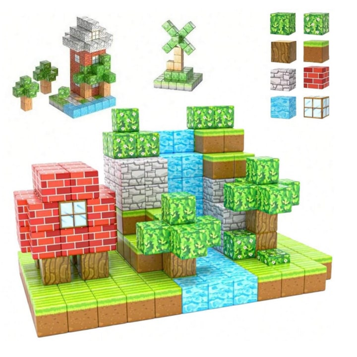 Cuburi Magnetice de Constructie Virtual Trend®, 140 Piese, Joc ...
