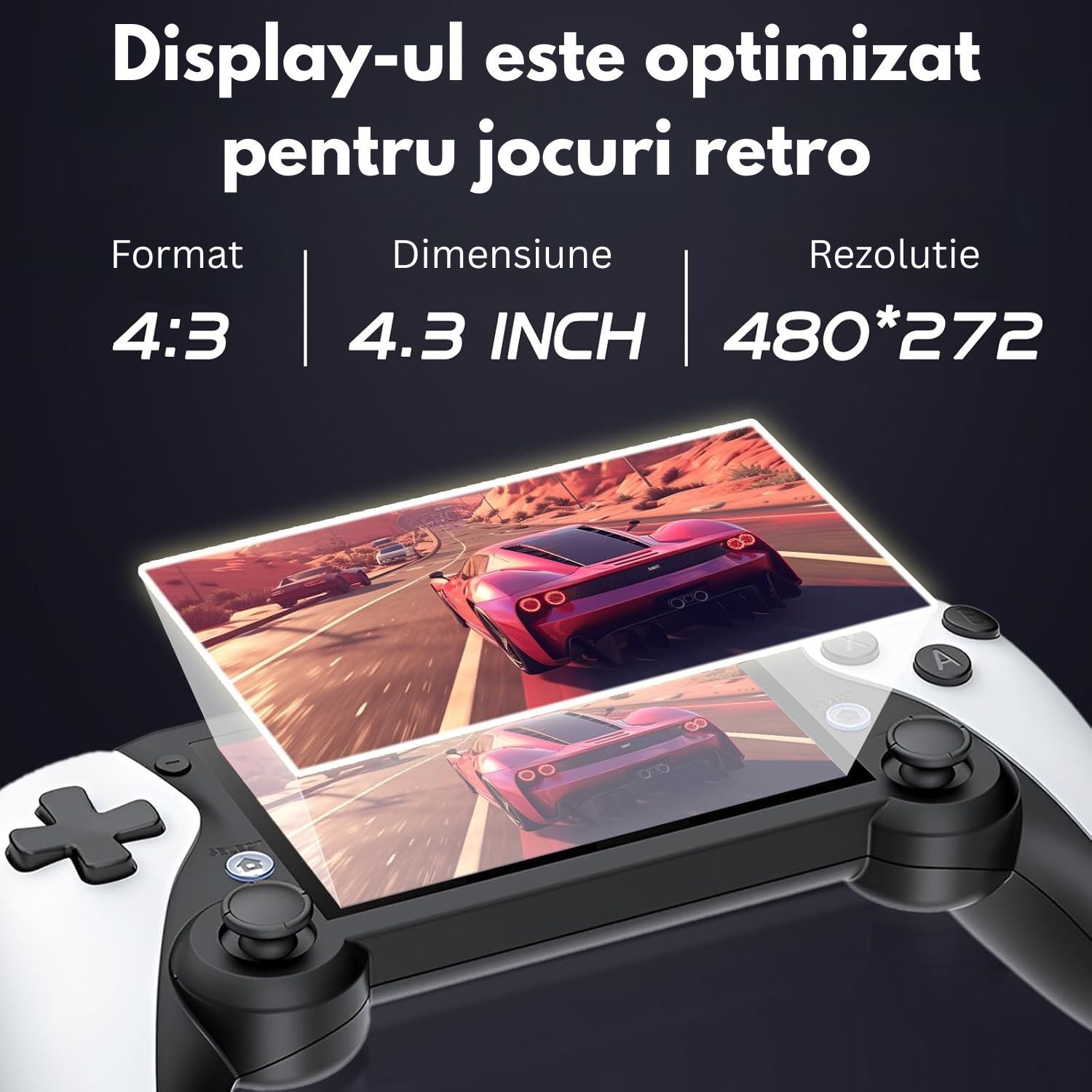 Consola Retro M25 LUKETO®, Display 4.3 Inch IPS, Procesor Quad Core A55 1.8GHz, Memorie 64GB, 20000 de Jocuri Preinstalate, Compatibila cu 25 Emulatoare, Joystick-uri 3D, Baterie 3000mAh, Sistem Linux, Design Portabil si Ergonomic, Negru/Alb