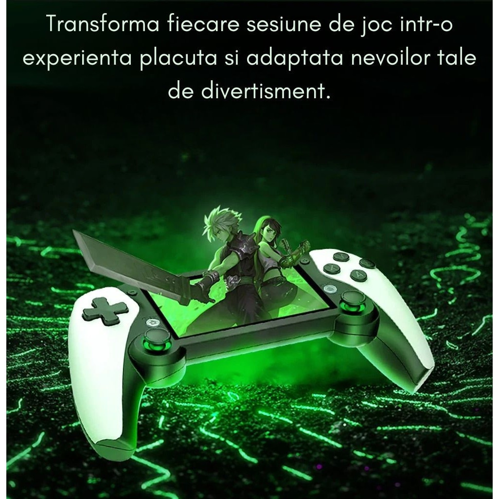 Consola Retro M25 LUKETO®, Display 4.3 Inch IPS, Procesor Quad Core A55 1.8GHz, Memorie 64GB, 20000 de Jocuri Preinstalate, Compatibila cu 25 Emulatoare, Joystick-uri 3D, Baterie 3000mAh, Sistem Linux, Design Portabil si Ergonomic, Negru/Alb