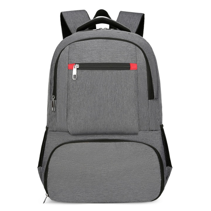 Rucsac multifunctional mare capacitate barbati, ORBER, izoterm picnic exterior, rucsac laptop USB, ghiozdan business, calatorii afaceri, impermeabil oxford, organizator modern, negru/gri, compartiment pentru laptop, gri inchis