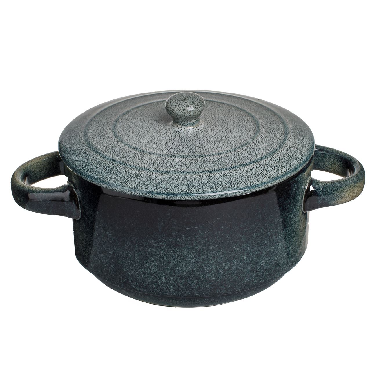 Bol de ceramică petrol, 700 ml, cu capac