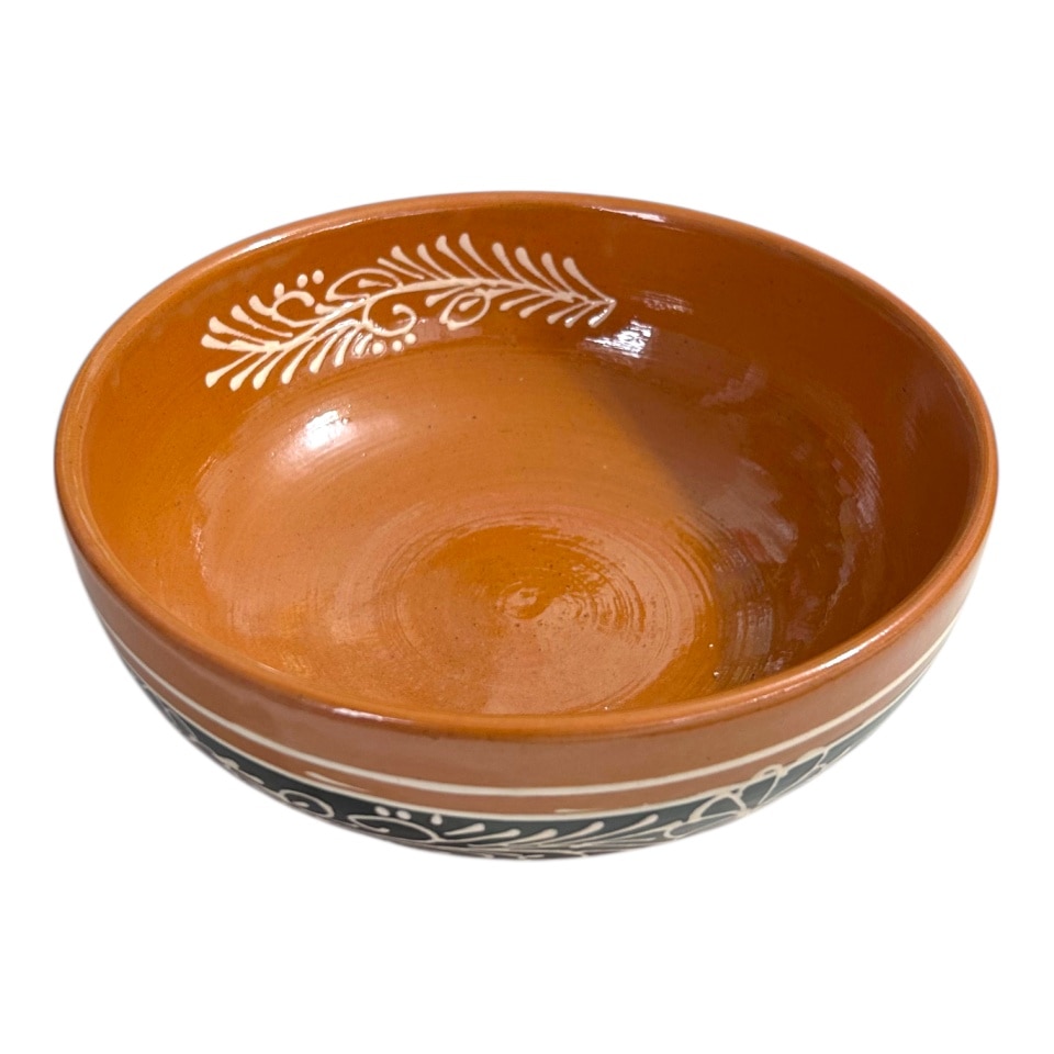 Castron ceramic maro, glazurat si decorat manual, 18 cm – produs ...