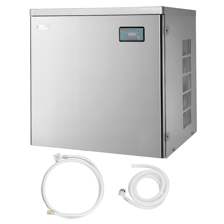 Masina de gheata comerciala, Capacitate 204 kg/zi, Otel inoxidabil, Programare productie, Autocuratare, Grosime gheata reglabila, Doar cap fara buncar