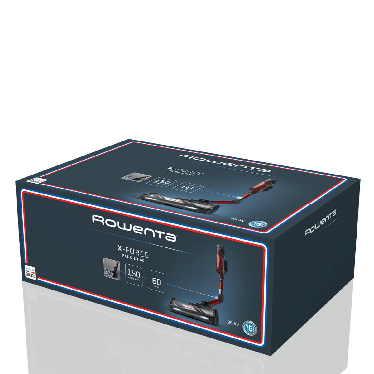 Aspirator vertical Rowenta X-Force Flex 13.60 Complete Animal RH9A93E0, 150 air watts, autonomie 60 min, filtrare 99.9%, recipient 0.65L, tub flex, iluminare LED, functie boost, rosu & argintiu