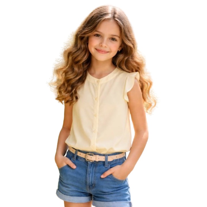 iDO rövid ujjú ing kislányoknak, könnyű és elegáns folyékony anyagból