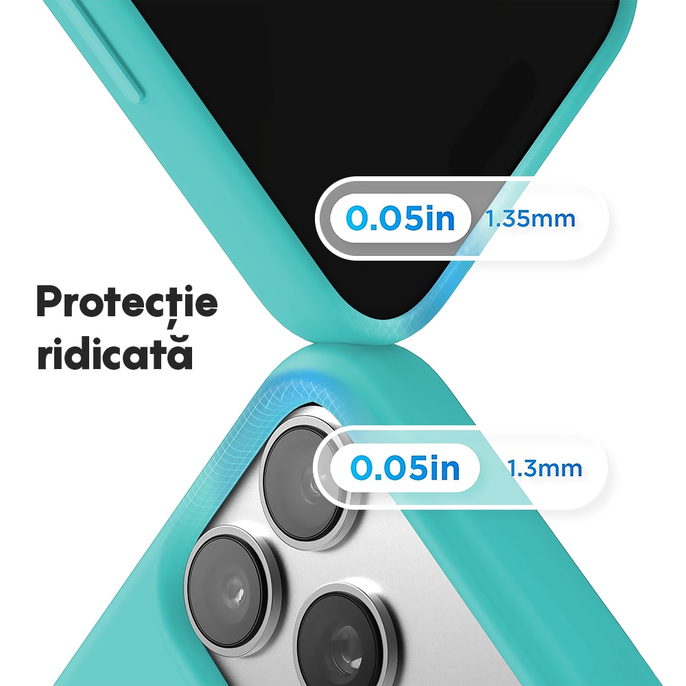 Husa CASEY STUDIOS™ pentru Apple iPhone 17 Pro Max, Soft Silicone Premium, Microfibra in Interior, de Protectie, Ultra Slim, pentru Incarcare Wireless, Margini Ridicate pentru Protectia Ecranului si a Camerelor, Turcoaz