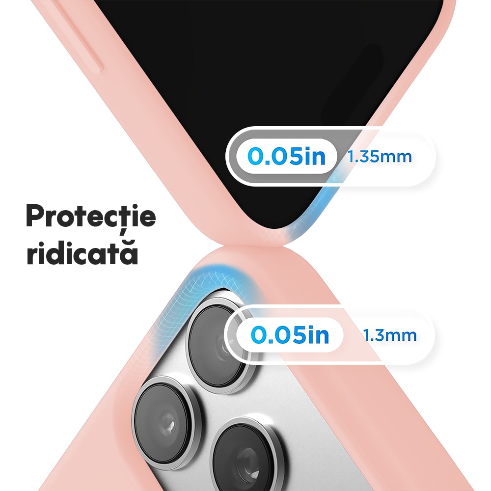 Husa CASEY STUDIOS™ pentru Apple iPhone 17 Pro, Soft Silicone Premium, Microfibra in Interior, de Protectie, Ultra Slim, pentru Incarcare Wireless, Margini Ridicate pentru Protectia Ecranului si a Camerelor, Roz nisipiu