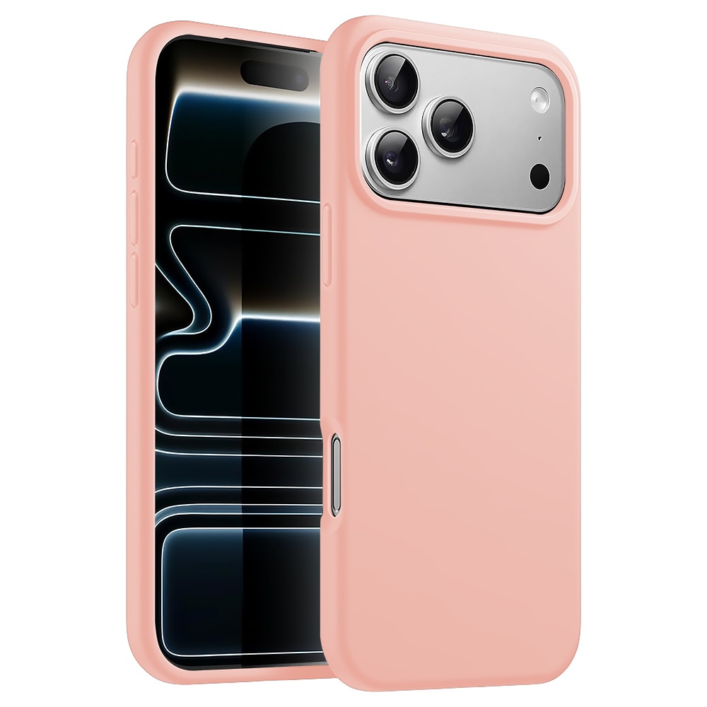 Husa CASEY STUDIOS™ pentru Apple iPhone 17 Pro, Soft Silicone Premium, Microfibra in Interior, de Protectie, Ultra Slim, pentru Incarcare Wireless, Margini Ridicate pentru Protectia Ecranului si a Camerelor, Roz nisipiu