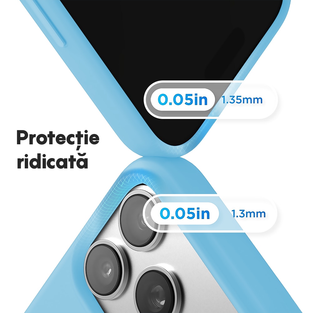 Husa CASEY STUDIOS™ pentru Apple iPhone 17 Pro Max, Soft Silicone Premium, Microfibra in Interior, de Protectie, Ultra Slim, pentru Incarcare Wireless, Margini Ridicate pentru Protectia Ecranului si a Camerelor, Albastru deschis