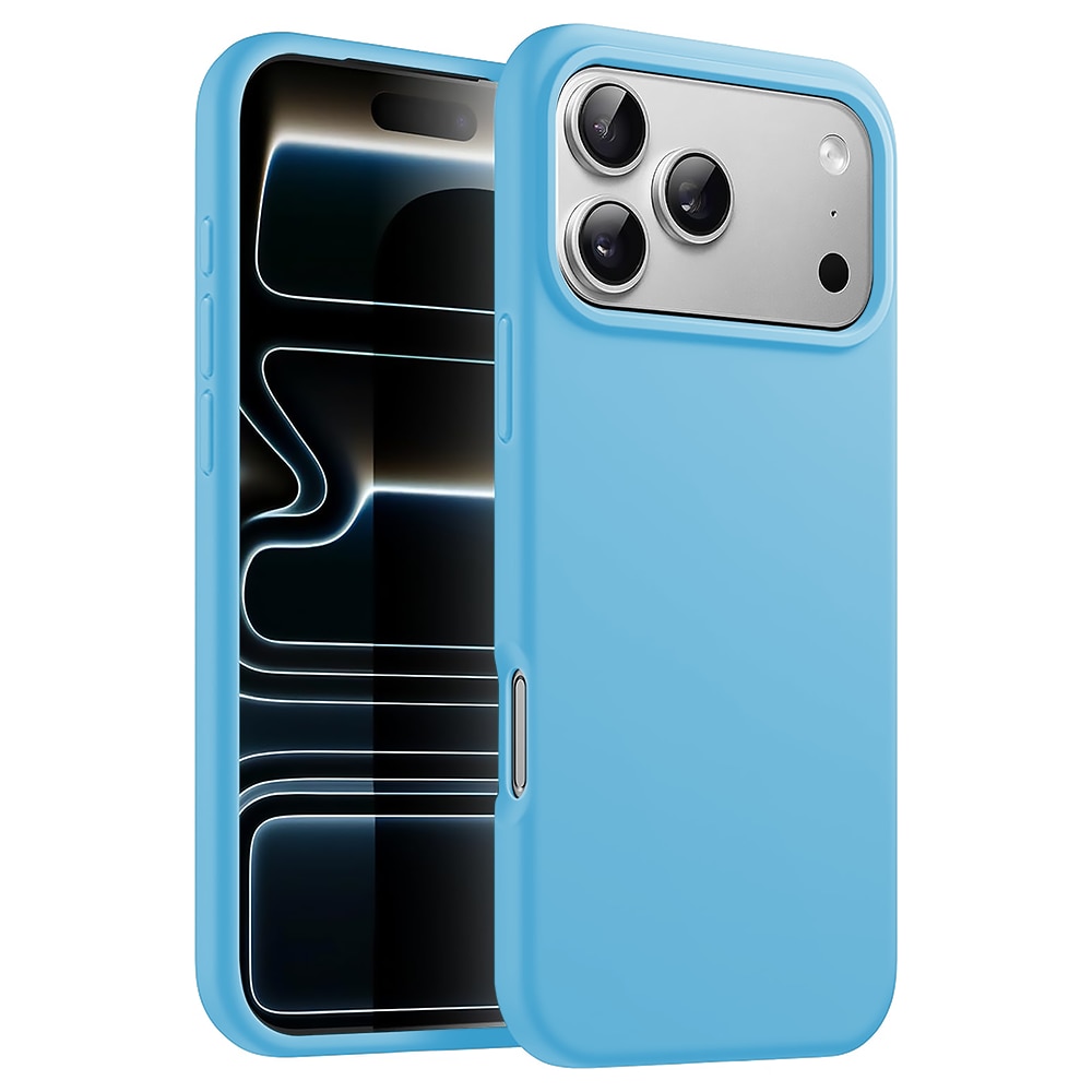 Husa CASEY STUDIOS™ pentru Apple iPhone 17 Pro Max, Soft Silicone Premium, Microfibra in Interior, de Protectie, Ultra Slim, pentru Incarcare Wireless, Margini Ridicate pentru Protectia Ecranului si a Camerelor, Albastru deschis