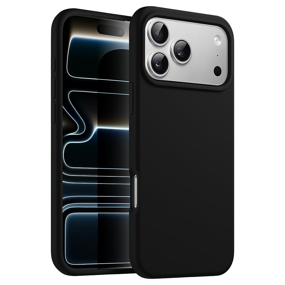 Husa CASEY STUDIOS™ pentru Apple iPhone 17 Pro Max, Soft Silicone Premium, Microfibra in Interior, de Protectie, Ultra Slim, pentru Incarcare Wireless, Margini Ridicate pentru Protectia Ecranului si a Camerelor, Negru