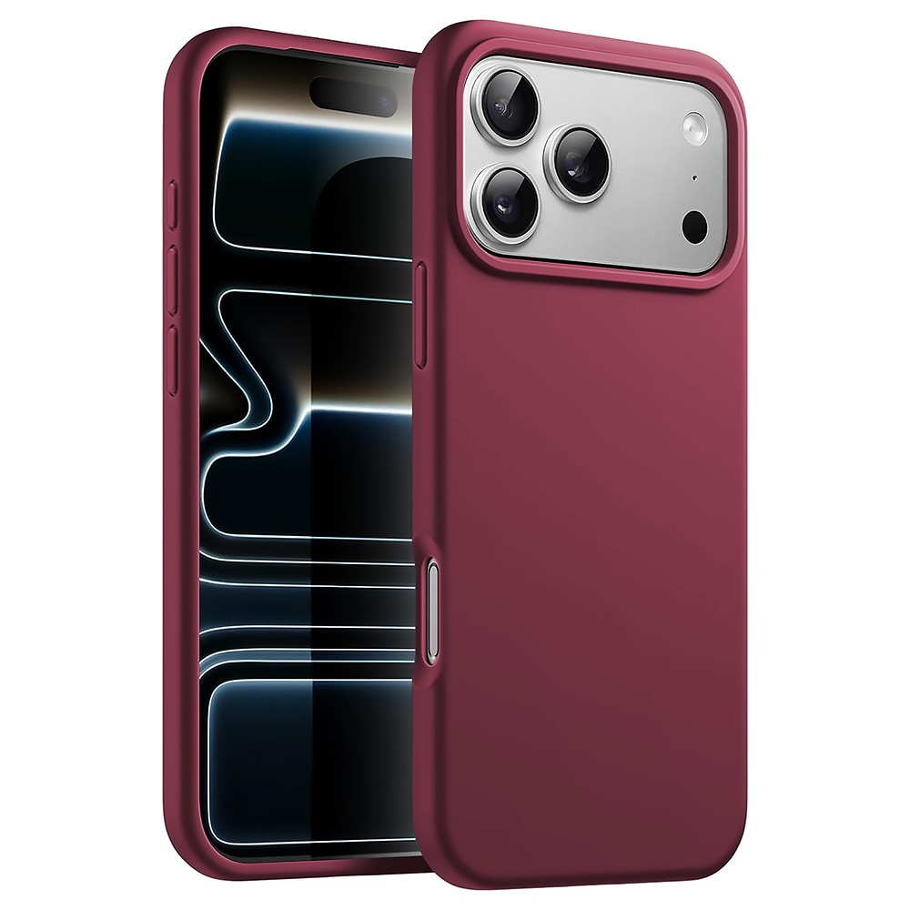 Husa CASEY STUDIOS™ pentru Apple iPhone 17 Pro Max, Soft Silicone Premium, Microfibra in Interior, de Protectie, Ultra Slim, pentru Incarcare Wireless, Margini Ridicate pentru Protectia Ecranului si a Camerelor, Bordeaux