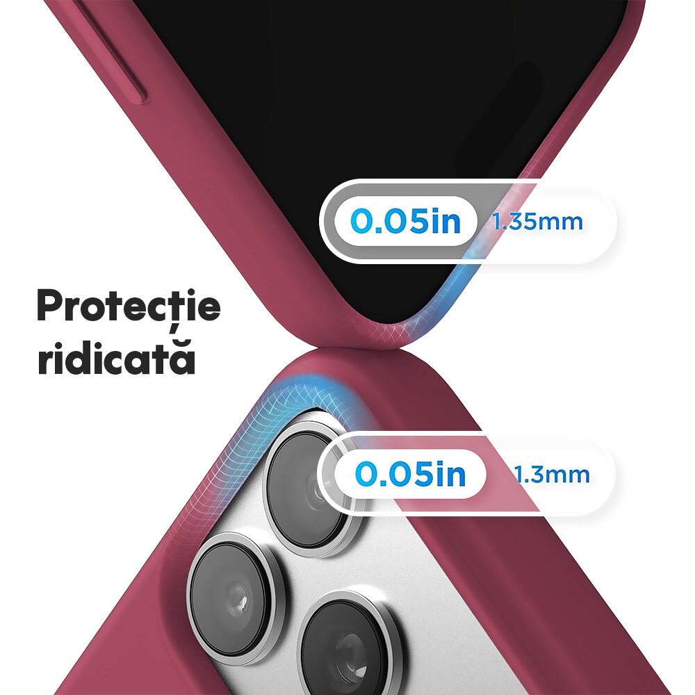 Husa CASEY STUDIOS™ pentru Apple iPhone 17 Pro Max, Soft Silicone Premium, Microfibra in Interior, de Protectie, Ultra Slim, pentru Incarcare Wireless, Margini Ridicate pentru Protectia Ecranului si a Camerelor, Bordeaux
