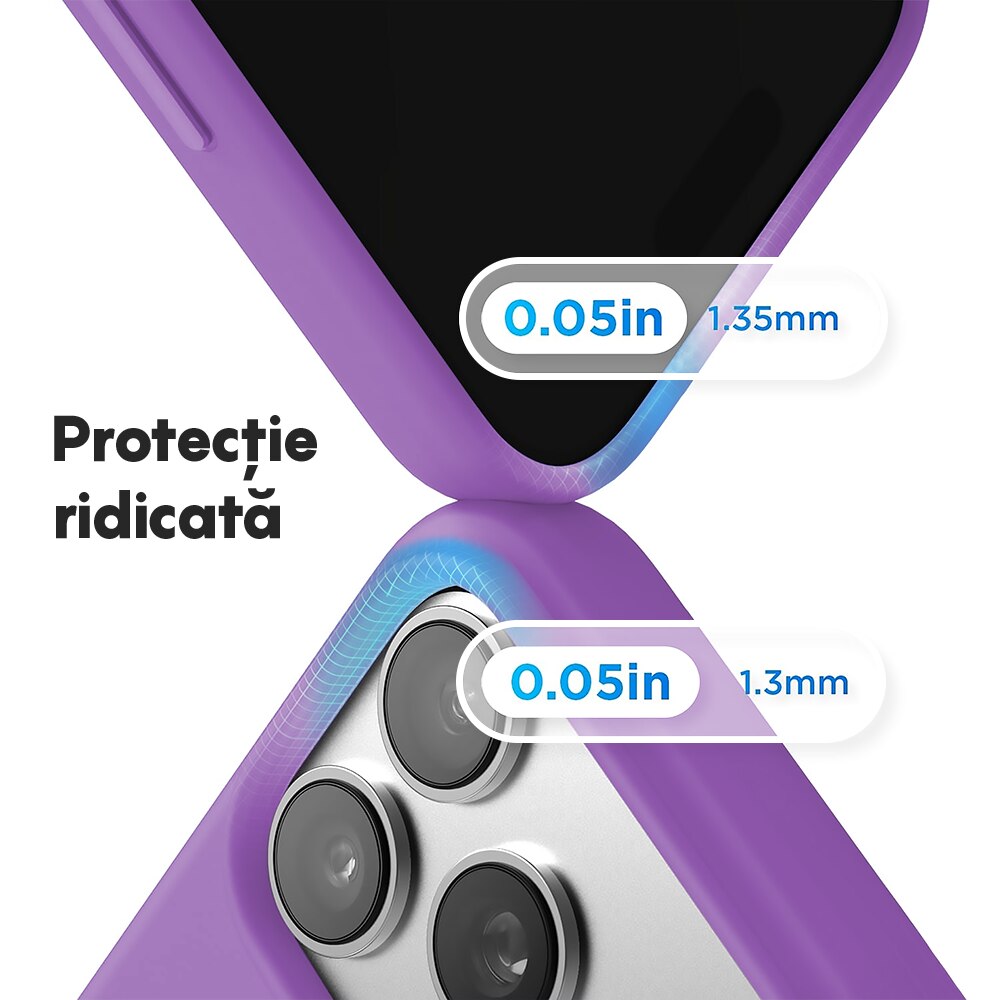 Husa CASEY STUDIOS™ pentru Apple iPhone 17 Pro Max, Soft Silicone Premium, Microfibra in Interior, de Protectie, Ultra Slim, pentru Incarcare Wireless, Margini Ridicate pentru Protectia Ecranului si a Camerelor, Mov deschis