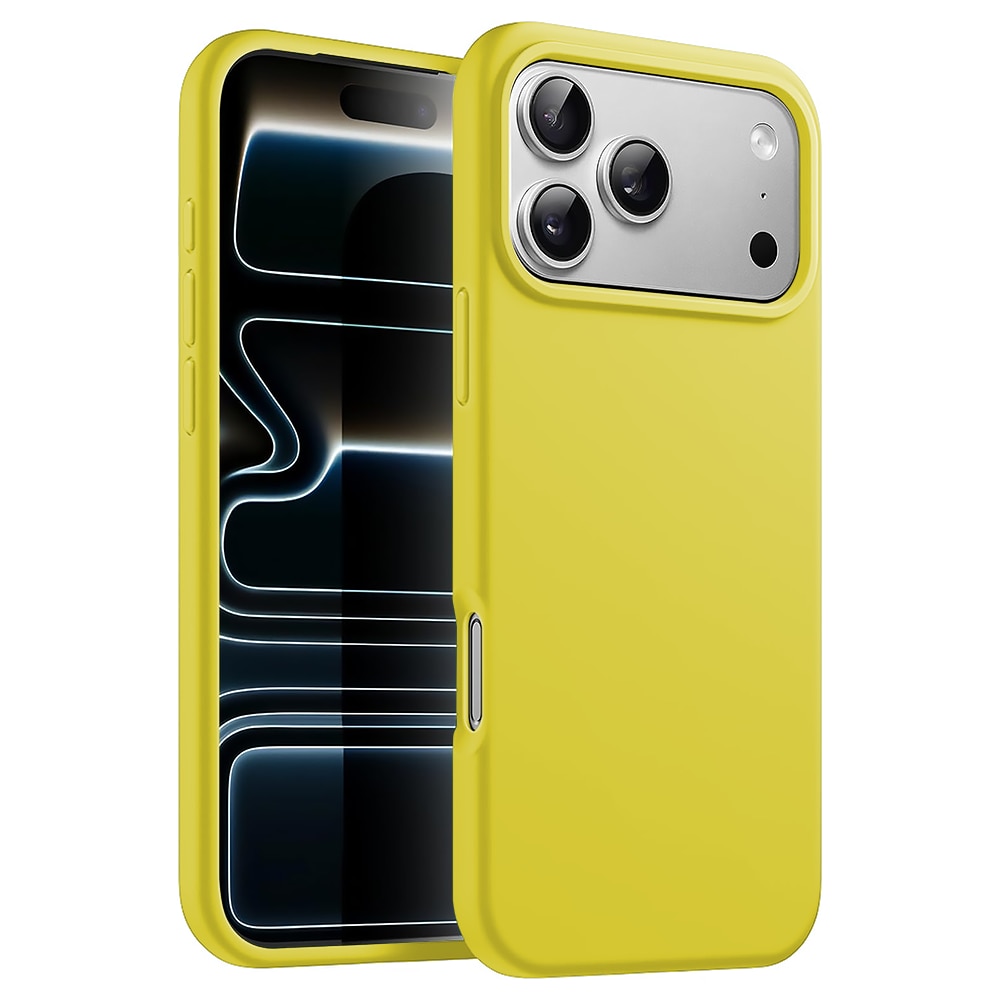 Husa CASEY STUDIOS™ pentru Apple iPhone 17 Pro, Soft Silicone Premium, Microfibra in Interior, de Protectie, Ultra Slim, pentru Incarcare Wireless, Margini Ridicate pentru Protectia Ecranului si a Camerelor, Galben