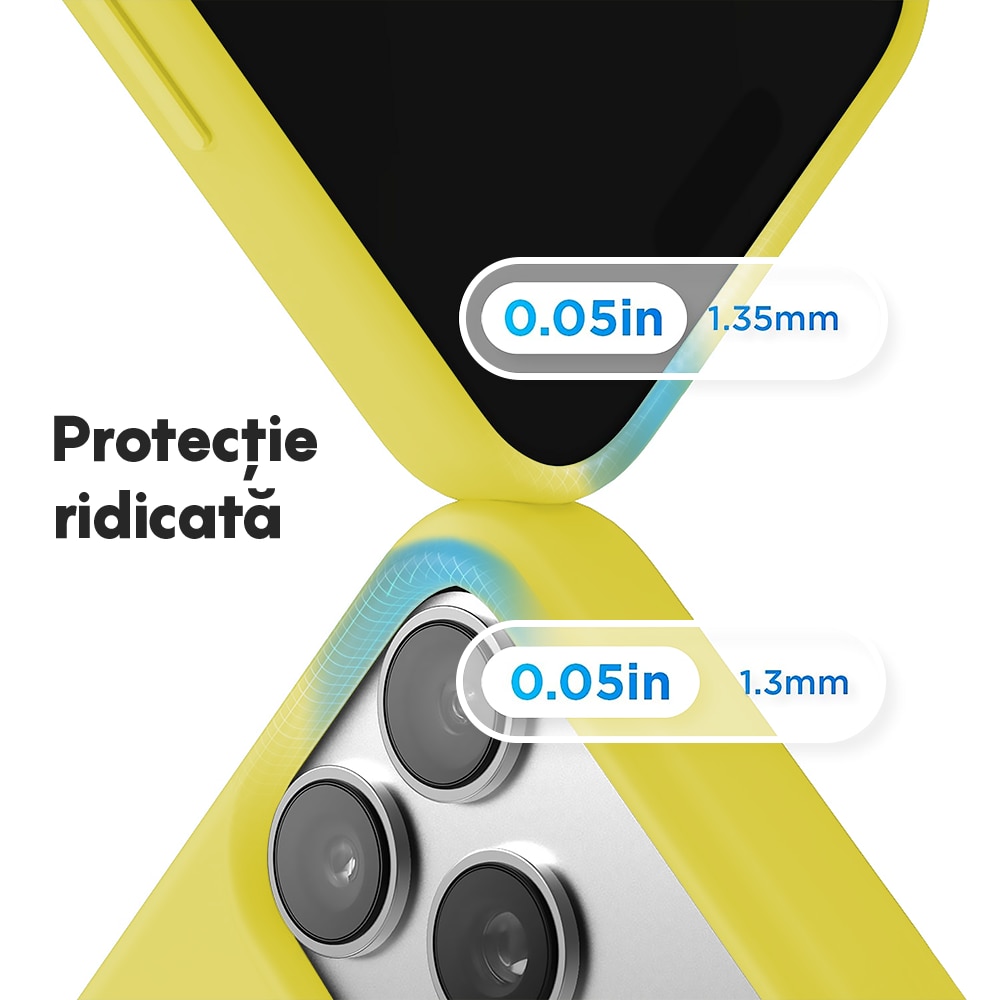 Husa CASEY STUDIOS™ pentru Apple iPhone 17 Pro, Soft Silicone Premium, Microfibra in Interior, de Protectie, Ultra Slim, pentru Incarcare Wireless, Margini Ridicate pentru Protectia Ecranului si a Camerelor, Galben