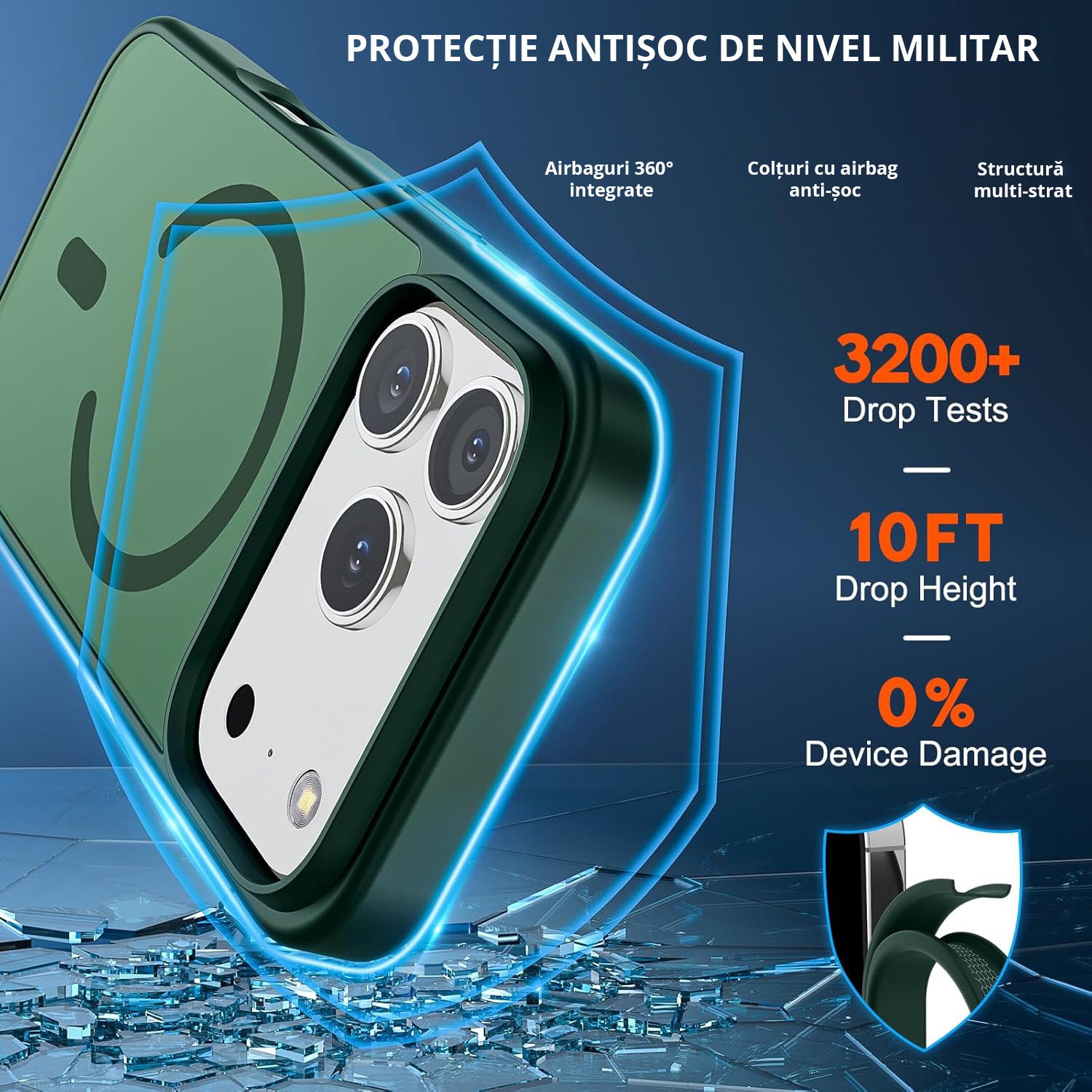 Husa pentru iPhone 17 Pro, MobileSmart, MagSafe, Spate Mat Semitransparent, Protectie Camera, Antisoc, Verde