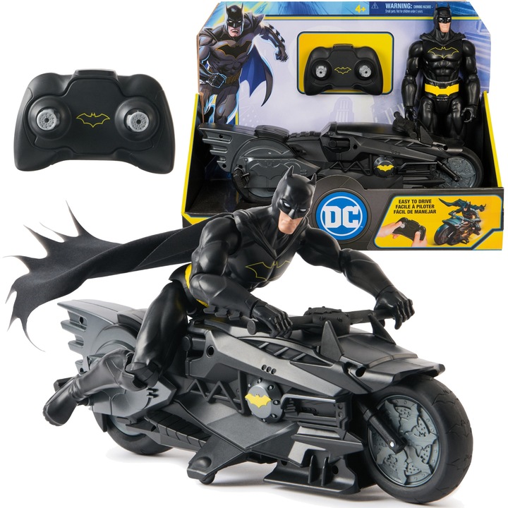 DC Studios és Batman 30 cm-es figura távirányítós Batcycle RC jármű