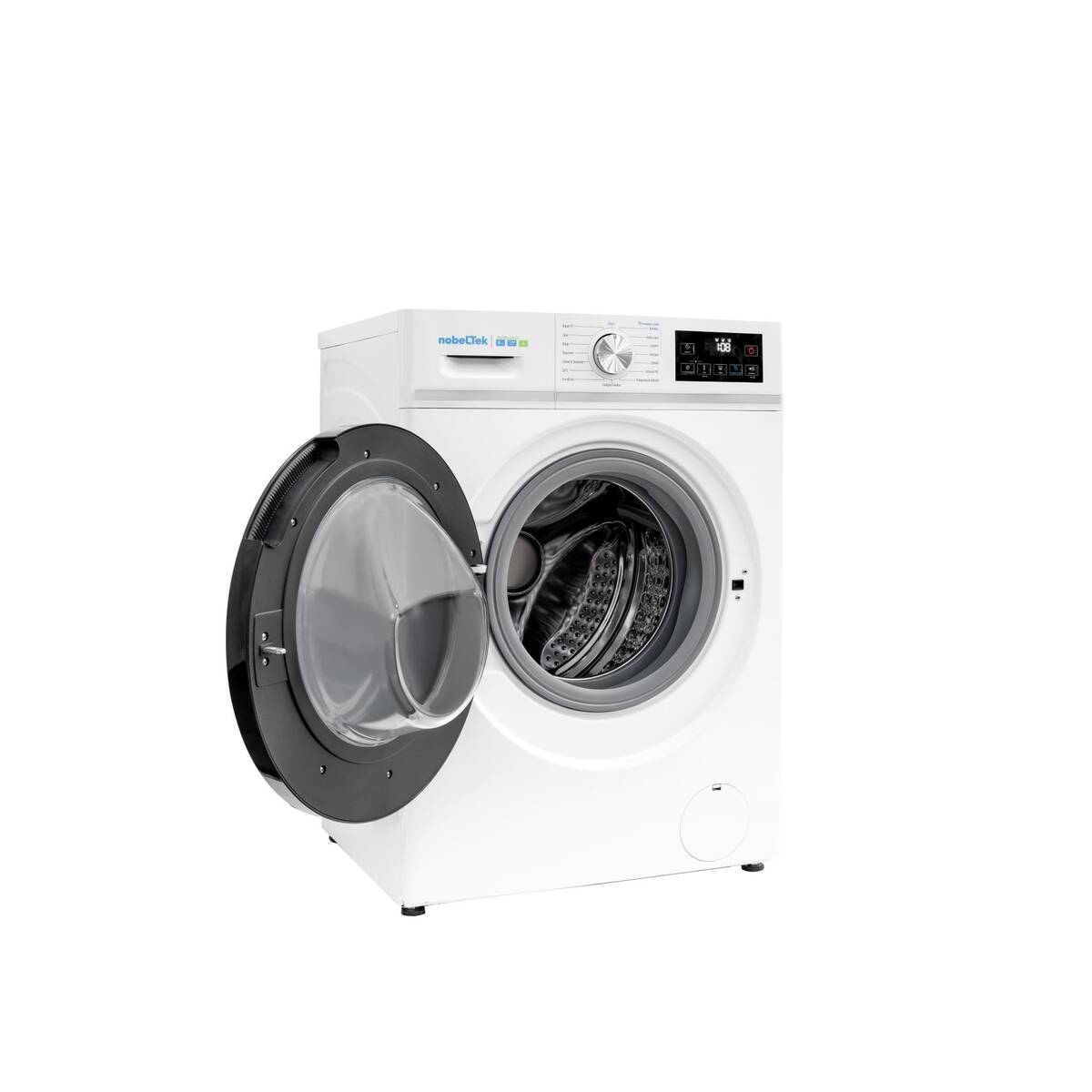 Masina de Spalat Rufe Frontala NobeLTek NWM812A-W 8KG 1200RPM Motor Inverter 16 Programe Functie Abur Clasa A Alb