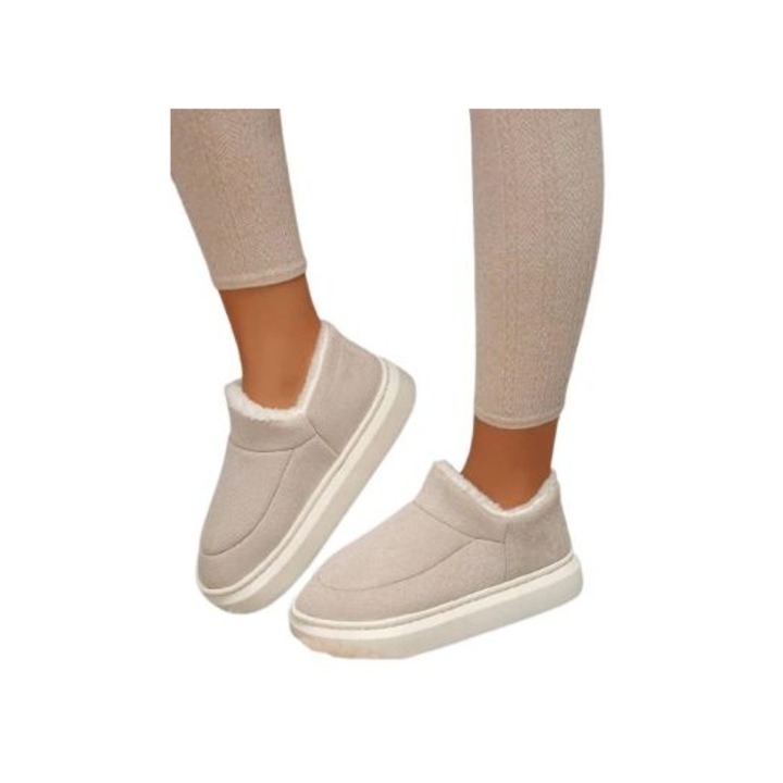 Botoși pentru dama, gri, 38-39, blana moale, talpa antiderapanta