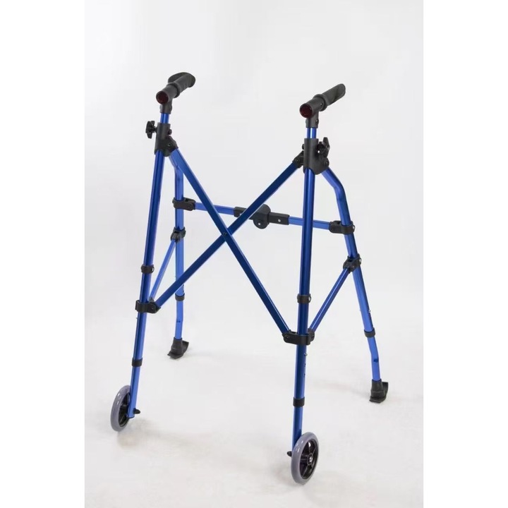 Cadru de mers pliabil cu roti, Alhena, albastru