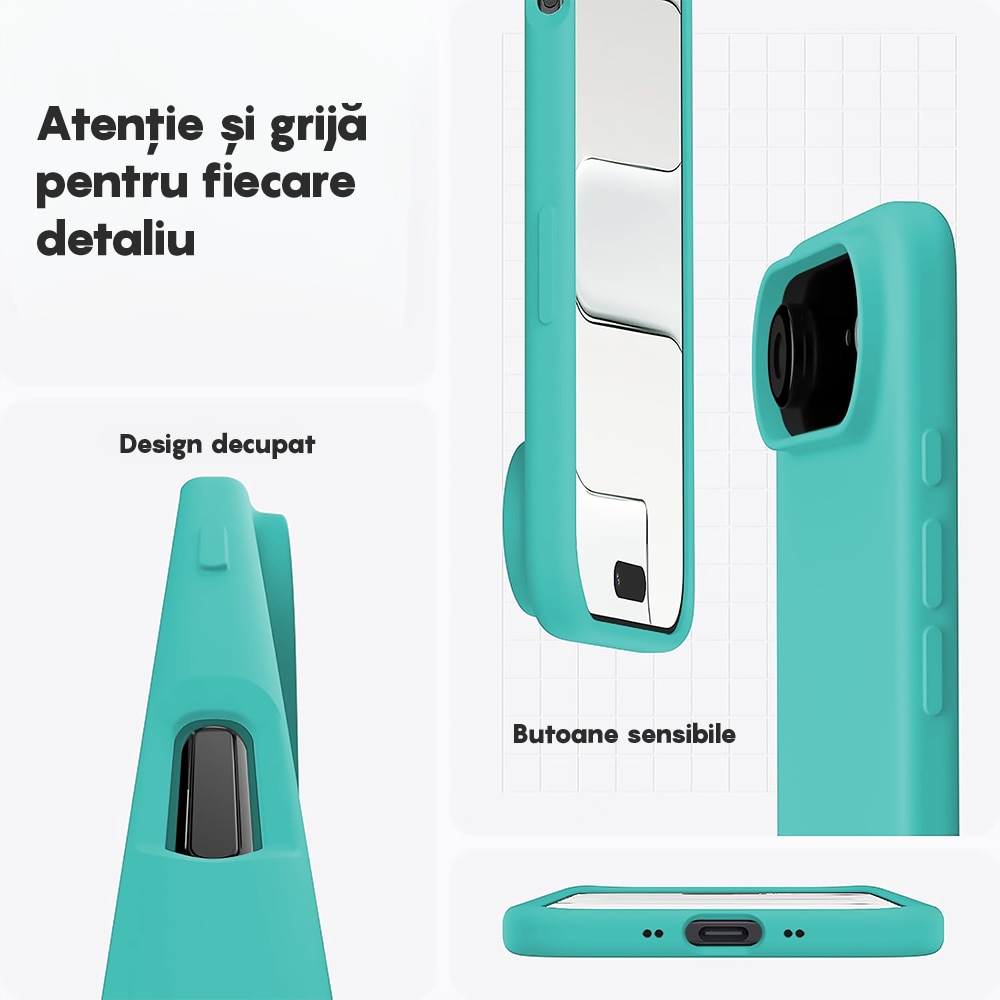Husa CASEY STUDIOS™ pentru Apple iPhone 17 Air, Soft Silicone Premium, Microfibra in Interior, de Protectie, Ultra Slim, pentru Incarcare Wireless, Margini Ridicate pentru Protectia Ecranului si a Camerelor, Turcoaz