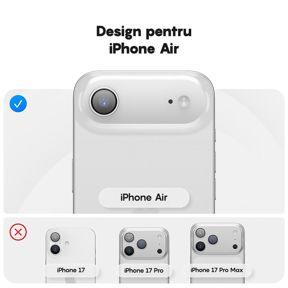 Husa CASEY STUDIOS™ pentru Apple iPhone 17 Air, Soft Silicone Premium, Microfibra in Interior, de Protectie, Ultra Slim, pentru Incarcare Wireless, Margini Ridicate pentru Protectia Ecranului si a Camerelor, Gri inchis