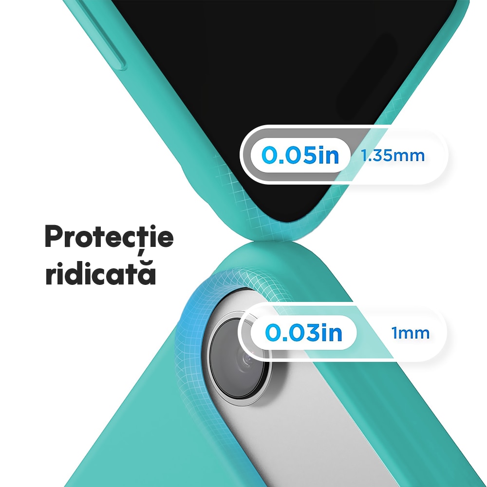 Husa CASEY STUDIOS™ pentru Apple iPhone 17 Air, Soft Silicone Premium, Microfibra in Interior, de Protectie, Ultra Slim, pentru Incarcare Wireless, Margini Ridicate pentru Protectia Ecranului si a Camerelor, Turcoaz