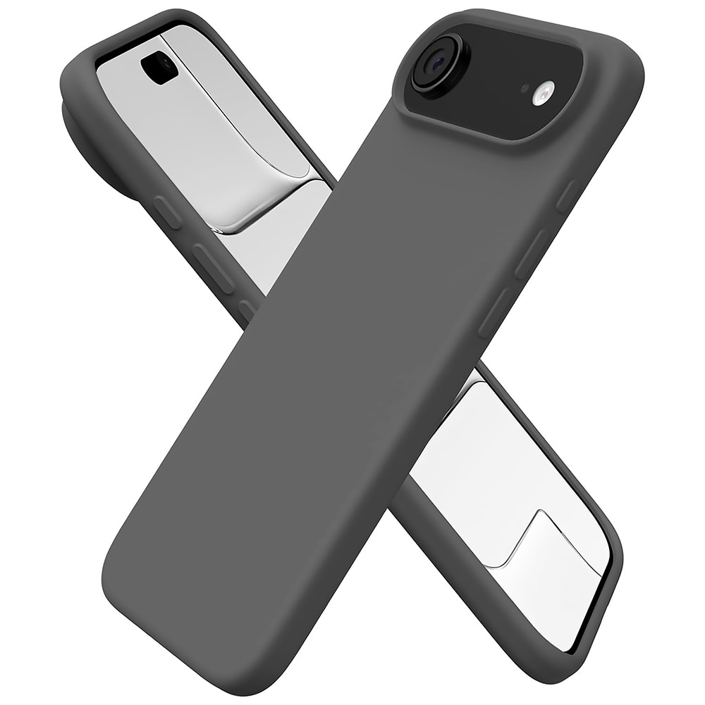Husa CASEY STUDIOS™ pentru Apple iPhone 17 Air, Soft Silicone Premium, Microfibra in Interior, de Protectie, Ultra Slim, pentru Incarcare Wireless, Margini Ridicate pentru Protectia Ecranului si a Camerelor, Gri inchis