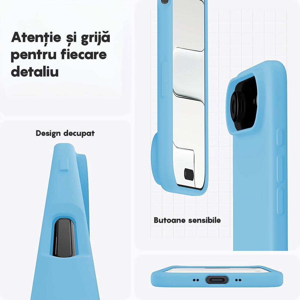 Husa CASEY STUDIOS™ pentru Apple iPhone 17 Air, Soft Silicone Premium, Microfibra in Interior, de Protectie, Ultra Slim, pentru Incarcare Wireless, Margini Ridicate pentru Protectia Ecranului si a Camerelor, Albastru deschis