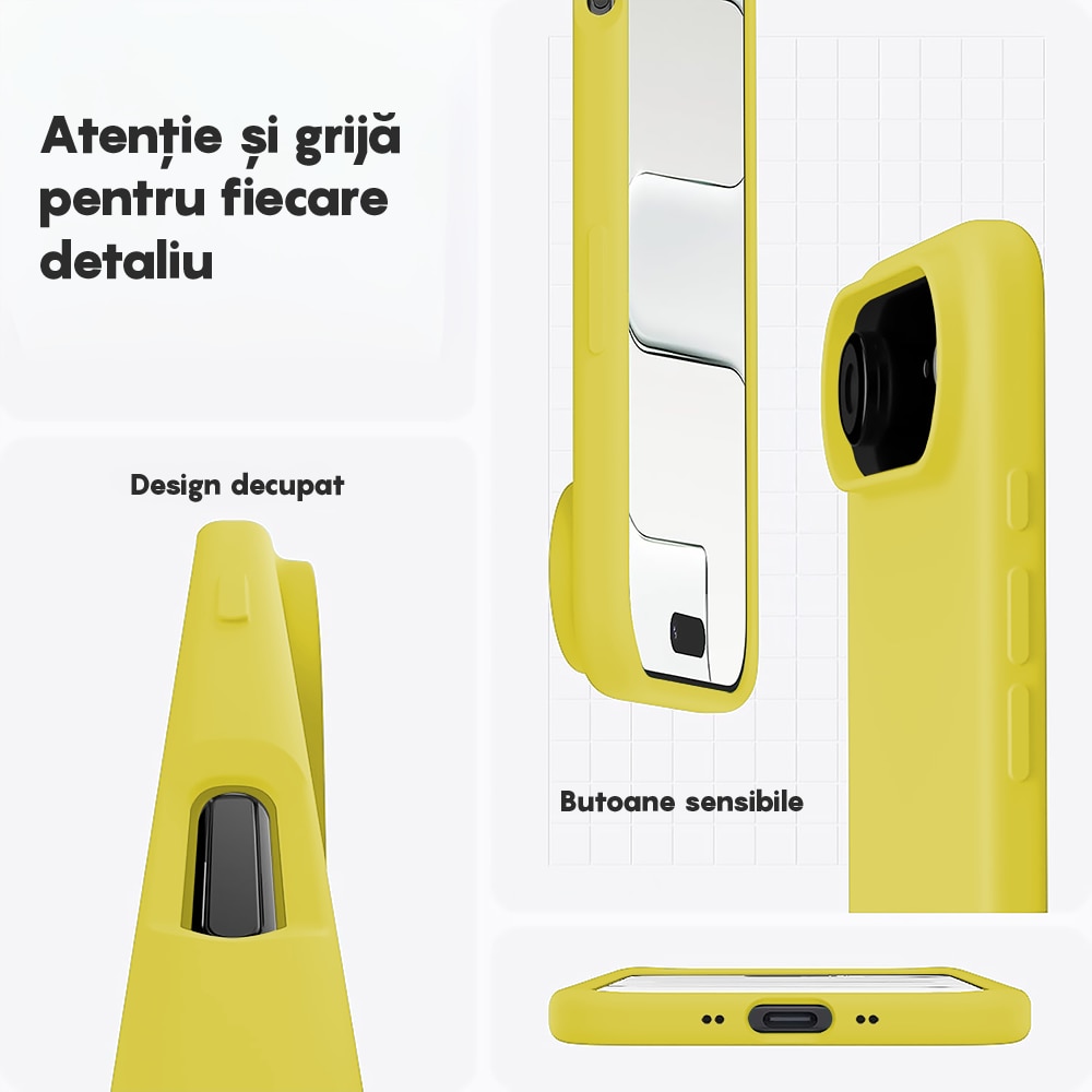 Husa CASEY STUDIOS™ pentru Apple iPhone 17 Air, Soft Silicone Premium, Microfibra in Interior, de Protectie, Ultra Slim, pentru Incarcare Wireless, Margini Ridicate pentru Protectia Ecranului si a Camerelor, Galben