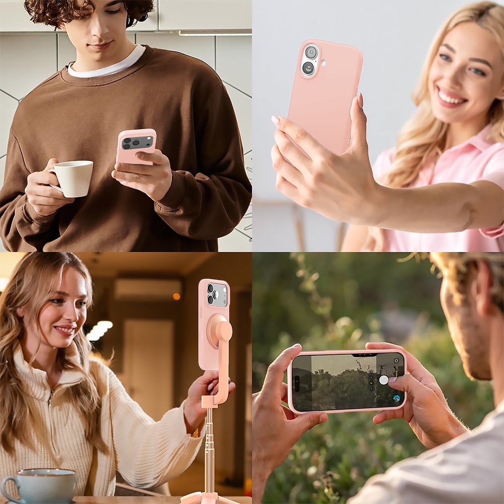 Husa CASEY STUDIOS™ pentru Apple iPhone 17 Pro, Soft Silicone Premium, Microfibra in Interior, de Protectie, Ultra Slim, pentru Incarcare Wireless, Margini Ridicate pentru Protectia Ecranului si a Camerelor, Roz nisipiu