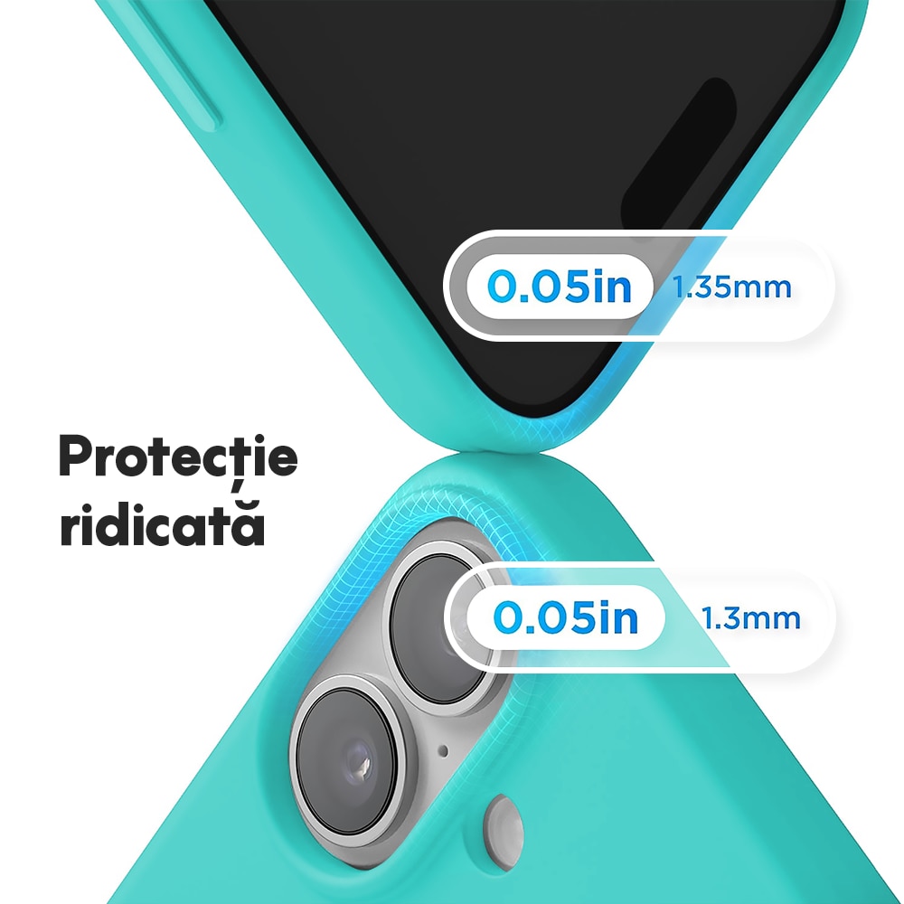 Husa CASEY STUDIOS™ pentru Apple iPhone 17, Soft Silicone Premium, Microfibra in Interior, de Protectie, Ultra Slim, pentru Incarcare Wireless, Margini Ridicate pentru Protectia Ecranului si a Camerelor, Turcoaz