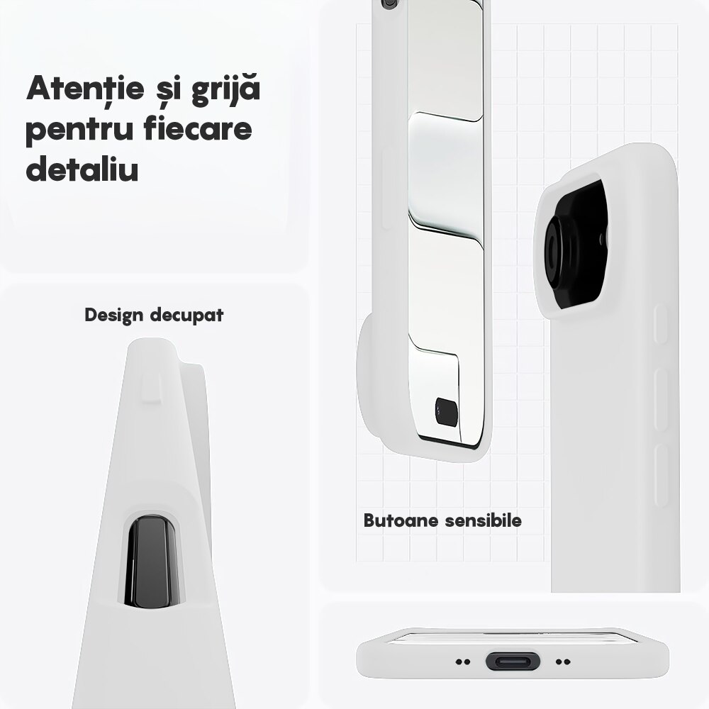 Husa CASEY STUDIOS™ pentru Apple iPhone 17 Air, Soft Silicone Premium, Microfibra in Interior, de Protectie, Ultra Slim, pentru Incarcare Wireless, Margini Ridicate pentru Protectia Ecranului si a Camerelor, Alb