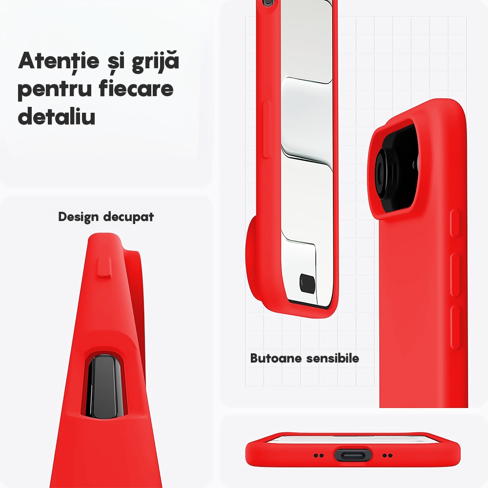 Husa CASEY STUDIOS™ pentru Apple iPhone 17 Air, Soft Silicone Premium, Microfibra in Interior, de Protectie, Ultra Slim, pentru Incarcare Wireless, Margini Ridicate pentru Protectia Ecranului si a Camerelor, Rosu