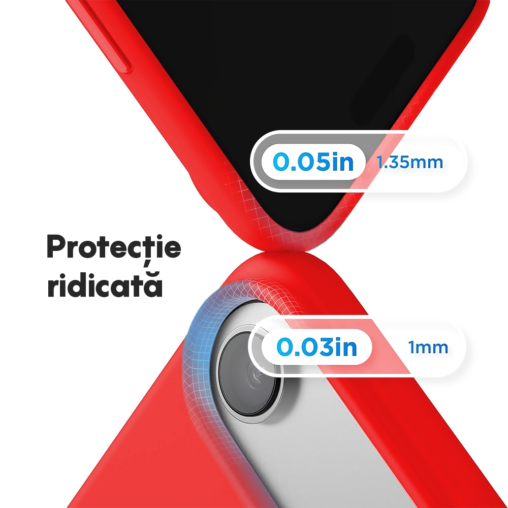 Husa CASEY STUDIOS™ pentru Apple iPhone 17 Air, Soft Silicone Premium, Microfibra in Interior, de Protectie, Ultra Slim, pentru Incarcare Wireless, Margini Ridicate pentru Protectia Ecranului si a Camerelor, Rosu