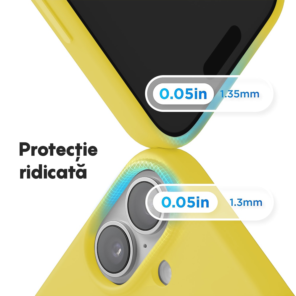 Husa CASEY STUDIOS™ pentru Apple iPhone 17, Soft Silicone Premium, Microfibra in Interior, de Protectie, Ultra Slim, pentru Incarcare Wireless, Margini Ridicate pentru Protectia Ecranului si a Camerelor, Galben