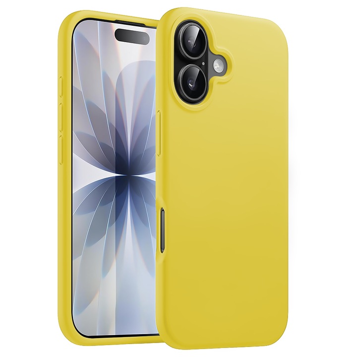 Husa CASEY STUDIOS™ pentru Apple iPhone 17, Soft Silicone Premium, Microfibra in Interior, de Protectie, Ultra Slim, pentru Incarcare Wireless, Margini Ridicate pentru Protectia Ecranului si a Camerelor, Galben