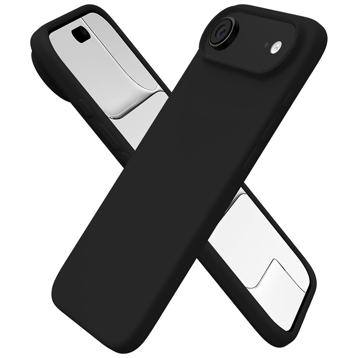 Husa CASEY STUDIOS™ pentru Apple iPhone 17 Air, Soft Silicone Premium, Microfibra in Interior, de Protectie, Ultra Slim, pentru Incarcare Wireless, Margini Ridicate pentru Protectia Ecranului si a Camerelor, Negru