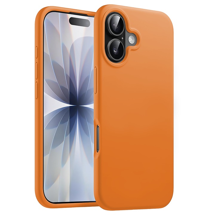 Husa CASEY STUDIOS™ pentru Apple iPhone 17, Soft Silicone Premium, Microfibra in Interior, de Protectie, Ultra Slim, pentru Incarcare Wireless, Margini Ridicate pentru Protectia Ecranului si a Camerelor, Nectarine