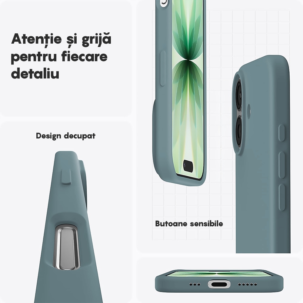 Husa CASEY STUDIOS™ pentru Apple iPhone 17, Soft Silicone Premium, Microfibra in Interior, de Protectie, Ultra Slim, pentru Incarcare Wireless, Margini Ridicate pentru Protectia Ecranului si a Camerelor, Albastru inchis